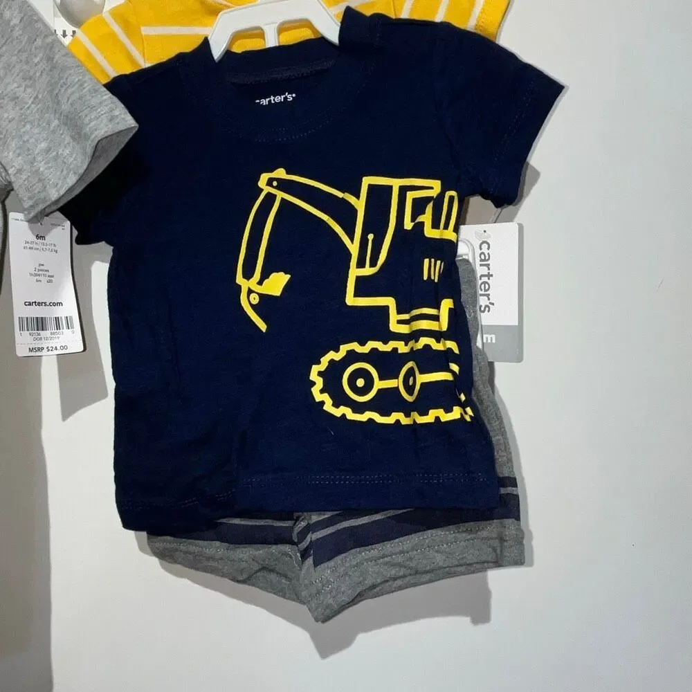 Lot of 3 Carter's Baby Outfits Bodysuit Graphic T-Shirts & Shorts 3-6 Months NWT